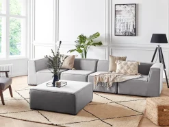 Sofa ogrodowa z otomaną dla 4 osób AREZZO Jasnoszary Modułowy