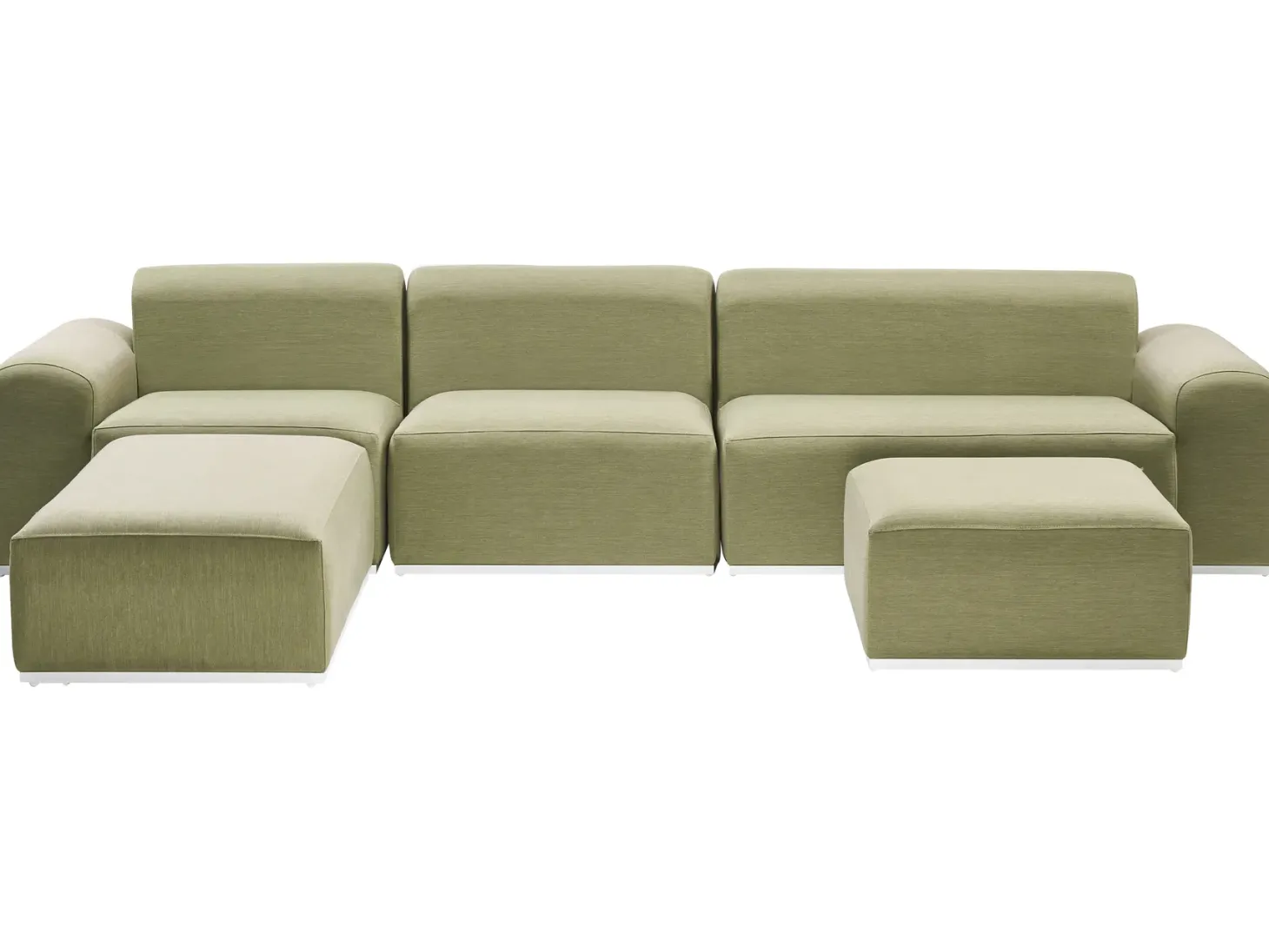Sofa ogrodowa z otomaną dla 7 osób BATTIFOLLO Oliwkowy Modułowy