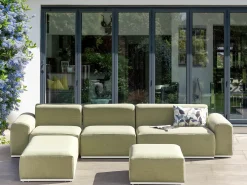 Sofa ogrodowa z otomaną dla 7 osób BATTIFOLLO Oliwkowy Modułowy