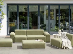 Sofa ogrodowa z otomaną dla 7 osób BATTIFOLLO Oliwkowy Modułowy