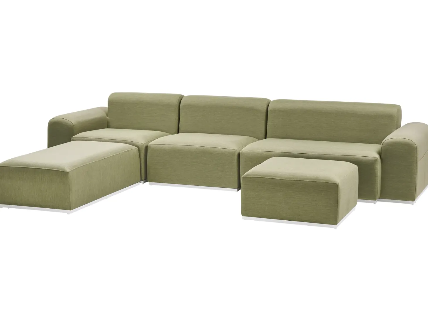 Sofa ogrodowa z otomaną dla 7 osób BATTIFOLLO Oliwkowy Modułowy