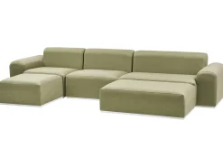 Sofa ogrodowa z otomaną dla 7 osób BATTIFOLLO Oliwkowy Modułowy