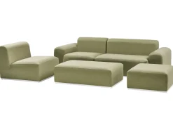Sofa ogrodowa z otomaną dla 7 osób BATTIFOLLO Oliwkowy Modułowy
