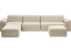 Sofa ogrodowa z otomaną dla 7 osób BATTIFOLLO Beżowy Modułowy