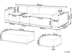 Sofa ogrodowa z otomaną dla 7 osób BATTIFOLLO Beżowy Modułowy