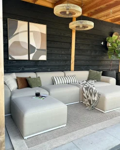 Sofa ogrodowa z otomaną dla 7 osób BATTIFOLLO Beżowy Modułowy