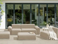 Sofa ogrodowa z otomaną dla 7 osób BATTIFOLLO Beżowy Modułowy