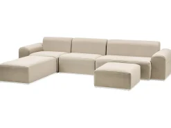Sofa ogrodowa z otomaną dla 7 osób BATTIFOLLO Beżowy Modułowy