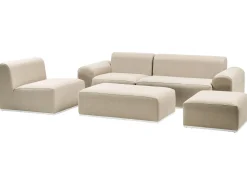 Sofa ogrodowa z otomaną dla 7 osób BATTIFOLLO Beżowy Modułowy