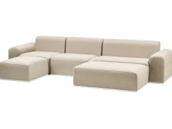 Sofa ogrodowa z otomaną dla 7 osób BATTIFOLLO Beżowy Modułowy