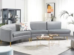 Sofa półokrągła dla 4 osób MOSS Welur Jasnoszary Sofy Tapicerowane|Wszystkie Sofy