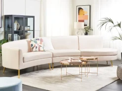 Best Sofa półokrągła dla 4 osób MOSS Welur Jasnobeżowy Sofy Tapicerowane|Wszystkie Sofy