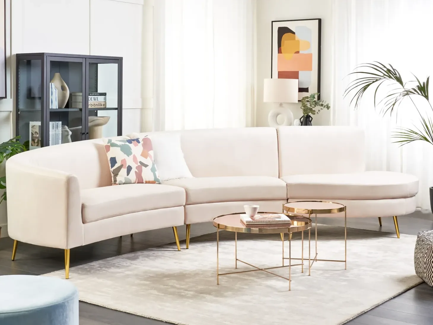Best Sofa półokrągła dla 4 osób MOSS Welur Jasnobeżowy Sofy Tapicerowane|Wszystkie Sofy