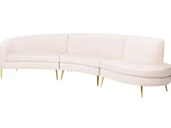 Best Sofa półokrągła dla 4 osób MOSS Welur Jasnobeżowy Sofy Tapicerowane|Wszystkie Sofy