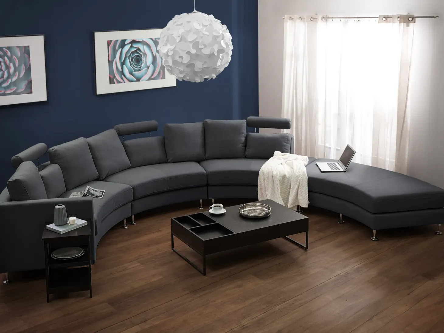 Sofa półokrągła dla 7 osób ROTUNDE Ciemnoszary