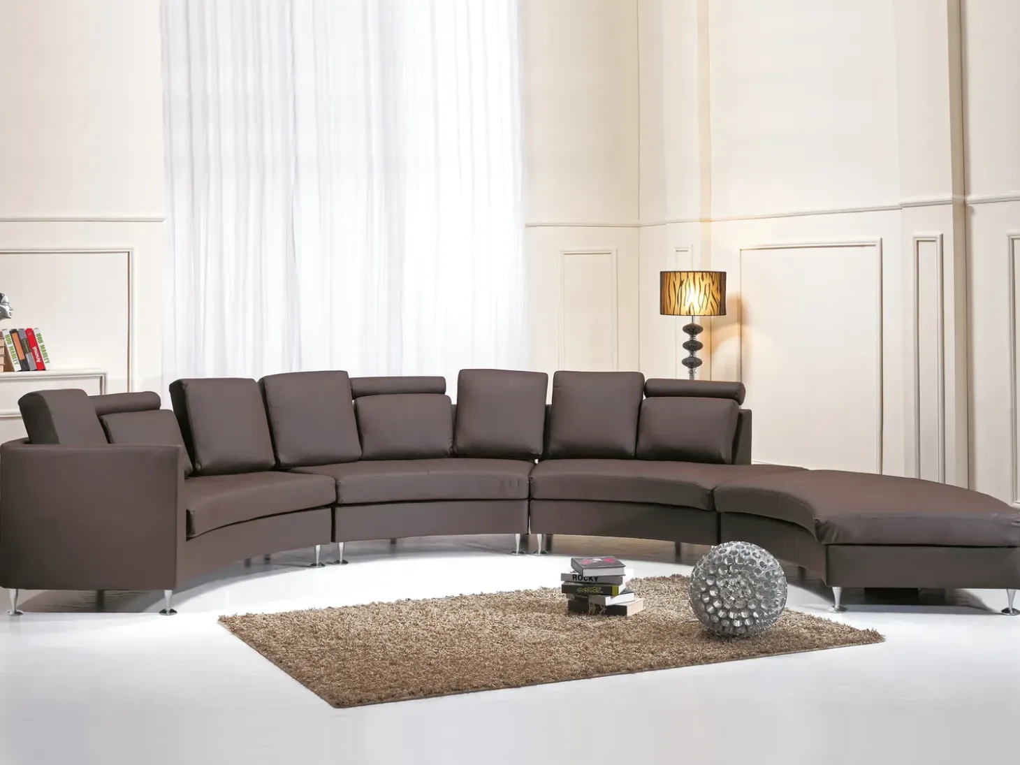 Sofa półokrągła dla 7 osób ROTUNDE Skóra naturalna Brązowy Sofy Skórzane|Wszystkie Sofy