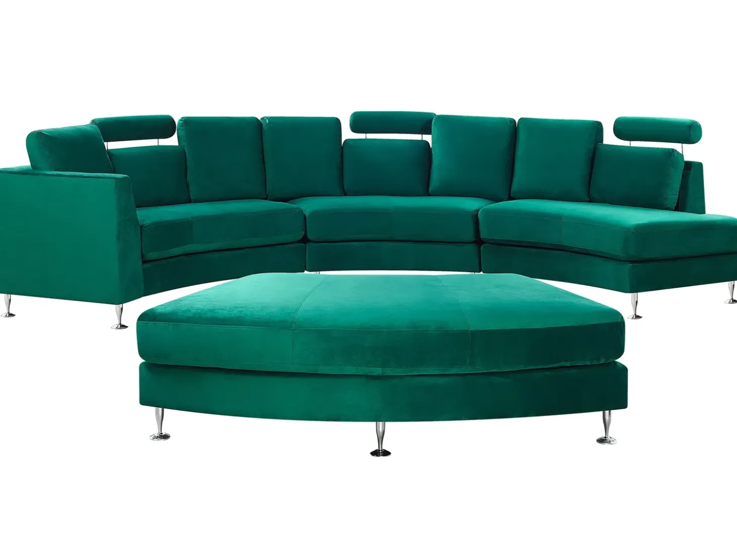Hot Sofa półokrągła dla 7 osób ROTUNDE Welur Ciemnozielony Sofy Tapicerowane|Wszystkie Sofy