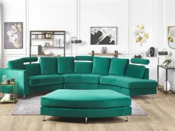 Hot Sofa półokrągła dla 7 osób ROTUNDE Welur Ciemnozielony Sofy Tapicerowane|Wszystkie Sofy