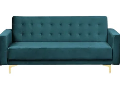 Discount Sofa rozkładana dla 3 osób ABERDEEN Welur Lazurowy Sofy Z Funkcją Spania|Wszystkie Sofy
