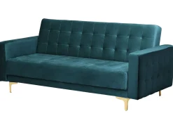 Discount Sofa rozkładana dla 3 osób ABERDEEN Welur Lazurowy Sofy Z Funkcją Spania|Wszystkie Sofy