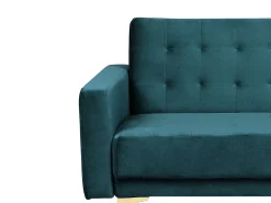 Discount Sofa rozkładana dla 3 osób ABERDEEN Welur Lazurowy Sofy Z Funkcją Spania|Wszystkie Sofy