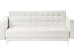Hot Sofa rozkładana dla 3 osób ABERDEEN II Ekoskóra Biały Sofy Skórzane|Sofy Z Funkcją Spania