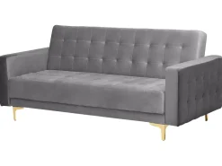 Discount Sofa rozkładana dla 3 osób ABERDEEN Welur Szary Sofy Z Funkcją Spania|Wszystkie Sofy