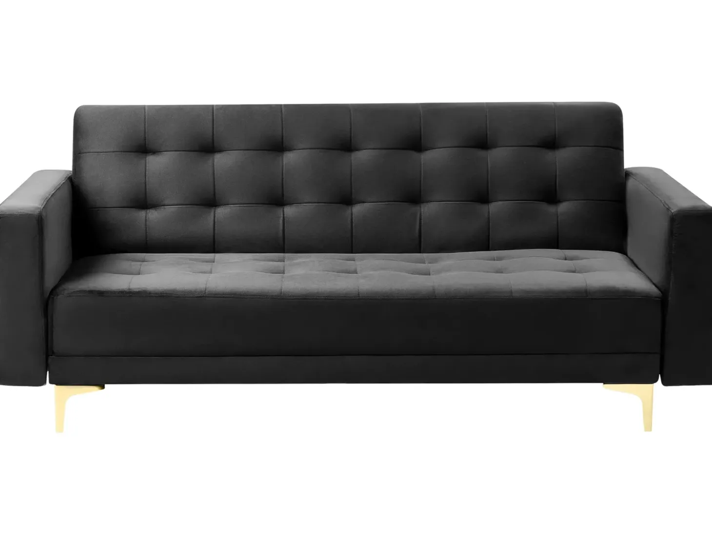 Discount Sofa rozkładana dla 3 osób ABERDEEN Welur Czarny Sofy Z Funkcją Spania|Wszystkie Sofy