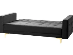 Discount Sofa rozkładana dla 3 osób ABERDEEN Welur Czarny Sofy Z Funkcją Spania|Wszystkie Sofy