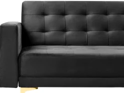Discount Sofa rozkładana dla 3 osób ABERDEEN Welur Czarny Sofy Z Funkcją Spania|Wszystkie Sofy