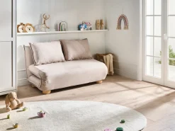 Discount Sofa rozkładana dla 2 osób ABISKO Len syntetyczny Beżowy Dzieci Sofy Z Funkcją Spania|Wszystkie Sofy