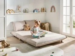 Discount Sofa rozkładana dla 2 osób ABISKO Len syntetyczny Beżowy Dzieci Sofy Z Funkcją Spania|Wszystkie Sofy