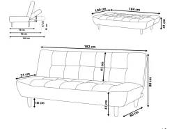 Sofa rozkładana dla 3 osób ALSTEN Ciemnoszary