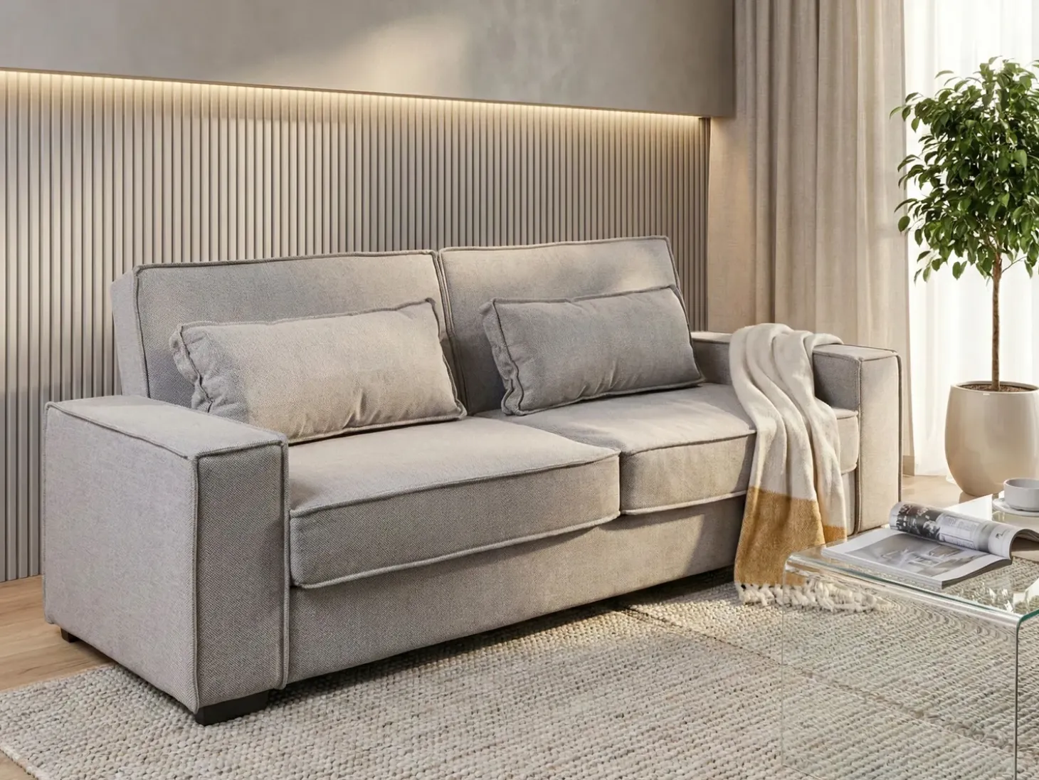 Sale Sofa rozkładana dla 3 osób AROLE Szary Sofy Z Funkcją Spania|Wszystkie Sofy