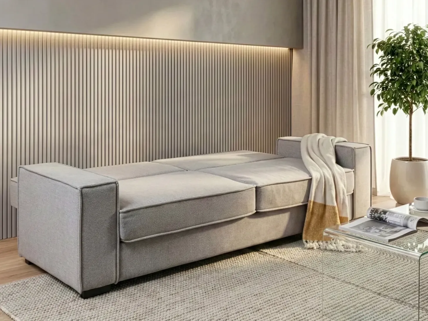 Sale Sofa rozkładana dla 3 osób AROLE Szary Sofy Z Funkcją Spania|Wszystkie Sofy