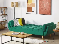 Hot Sofa rozkładana dla 3 osób ASBY Welur Zielony Sofy Z Funkcją Spania|Wszystkie Sofy