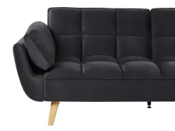 Online Sofa rozkładana dla 3 osób ASBY Welur Czarny Sofy Z Funkcją Spania|Wszystkie Sofy