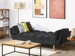 Online Sofa rozkładana dla 3 osób ASBY Welur Czarny Sofy Z Funkcją Spania|Wszystkie Sofy
