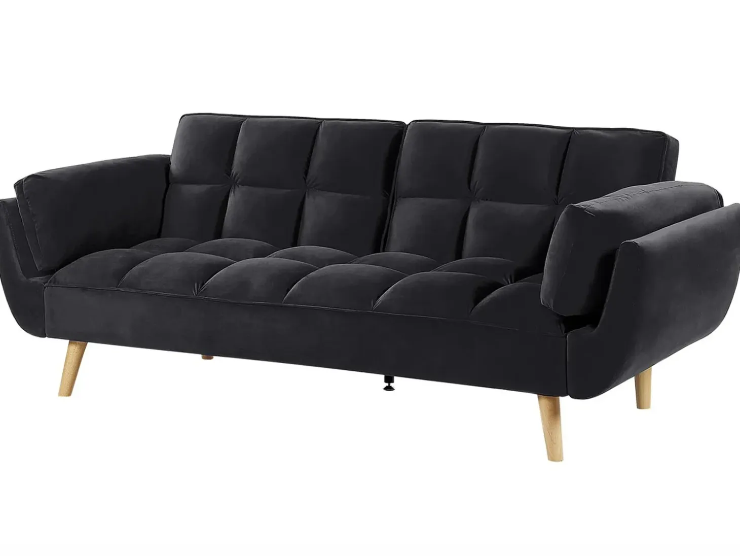 Online Sofa rozkładana dla 3 osób ASBY Welur Czarny Sofy Z Funkcją Spania|Wszystkie Sofy