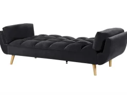 Online Sofa rozkładana dla 3 osób ASBY Welur Czarny Sofy Z Funkcją Spania|Wszystkie Sofy