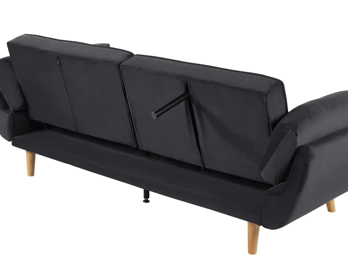 Online Sofa rozkładana dla 3 osób ASBY Welur Czarny Sofy Z Funkcją Spania|Wszystkie Sofy