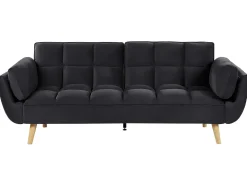 Online Sofa rozkładana dla 3 osób ASBY Welur Czarny Sofy Z Funkcją Spania|Wszystkie Sofy