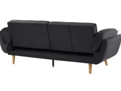 Online Sofa rozkładana dla 3 osób ASBY Welur Czarny Sofy Z Funkcją Spania|Wszystkie Sofy