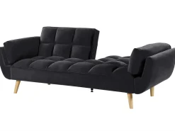 Online Sofa rozkładana dla 3 osób ASBY Welur Czarny Sofy Z Funkcją Spania|Wszystkie Sofy