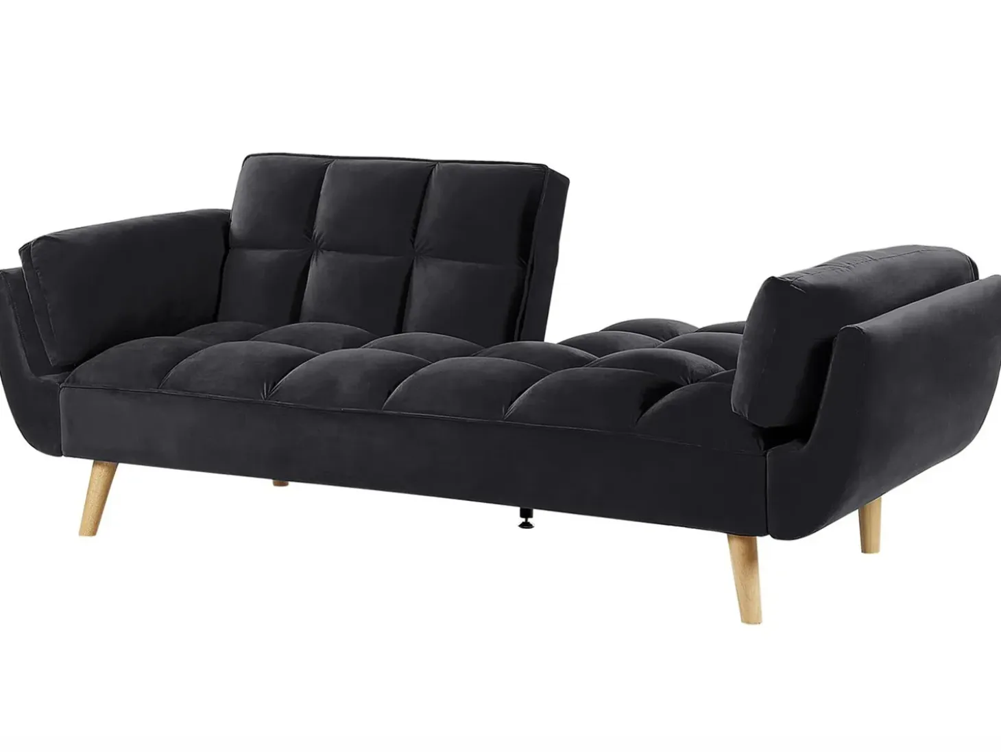 Online Sofa rozkładana dla 3 osób ASBY Welur Czarny Sofy Z Funkcją Spania|Wszystkie Sofy