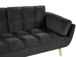 Online Sofa rozkładana dla 3 osób ASBY Welur Czarny Sofy Z Funkcją Spania|Wszystkie Sofy