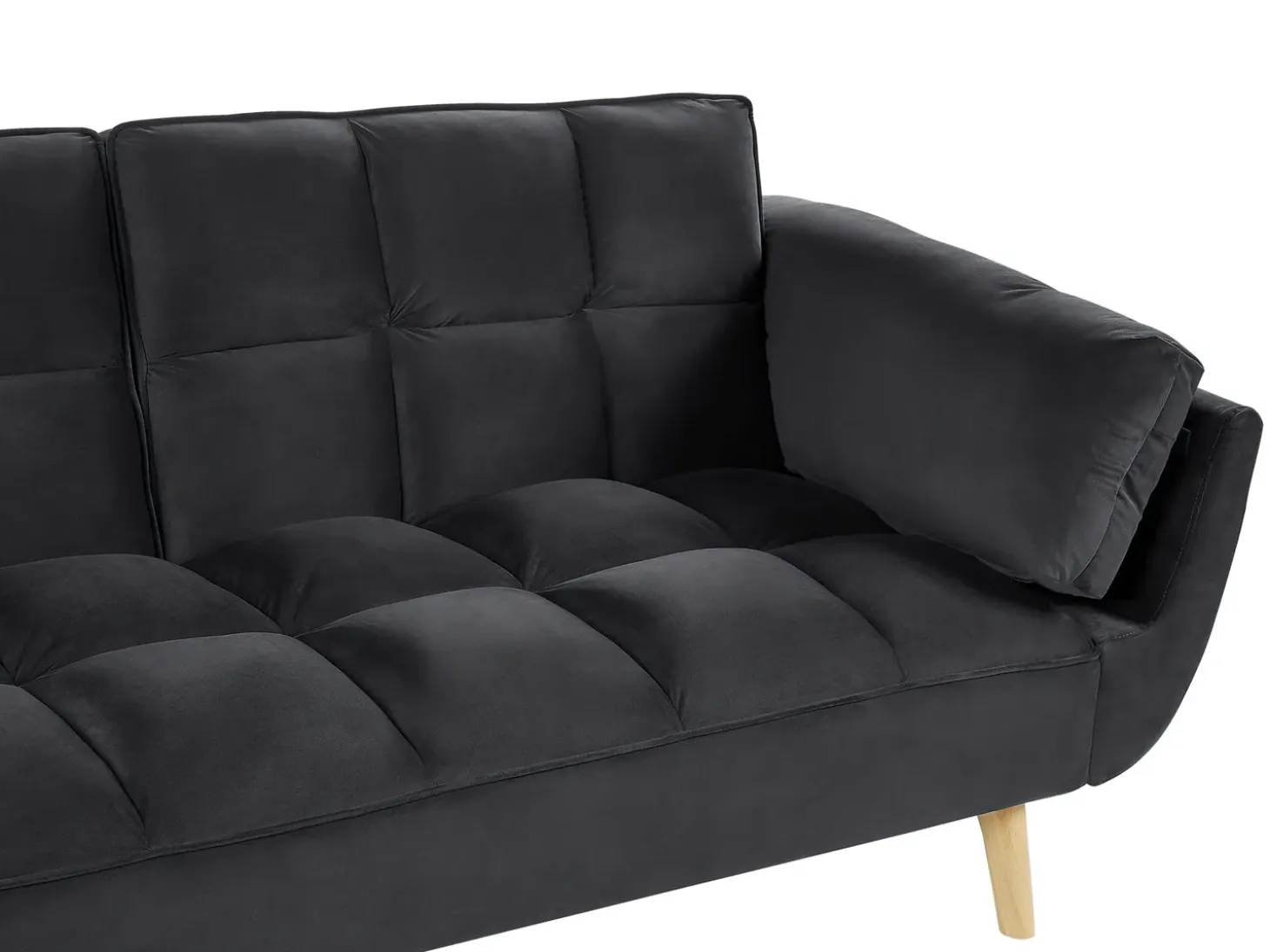 Online Sofa rozkładana dla 3 osób ASBY Welur Czarny Sofy Z Funkcją Spania|Wszystkie Sofy