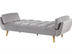 Discount Sofa rozkładana dla 3 osób ASBY Welur Jasnoszary Sofy Z Funkcją Spania|Wszystkie Sofy