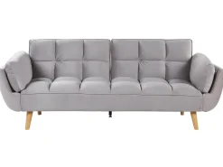 Discount Sofa rozkładana dla 3 osób ASBY Welur Jasnoszary Sofy Z Funkcją Spania|Wszystkie Sofy