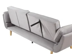 Discount Sofa rozkładana dla 3 osób ASBY Welur Jasnoszary Sofy Z Funkcją Spania|Wszystkie Sofy